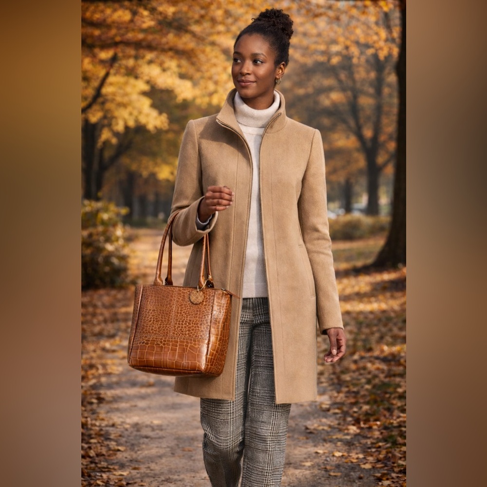 Lands’ End Camel Wool Coat | PrimaLoft Lined Tailored Classic | Size 6
